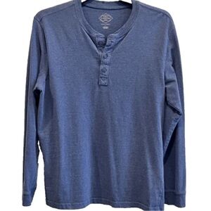Men's Blue Long-Sleeve Henley Shirt